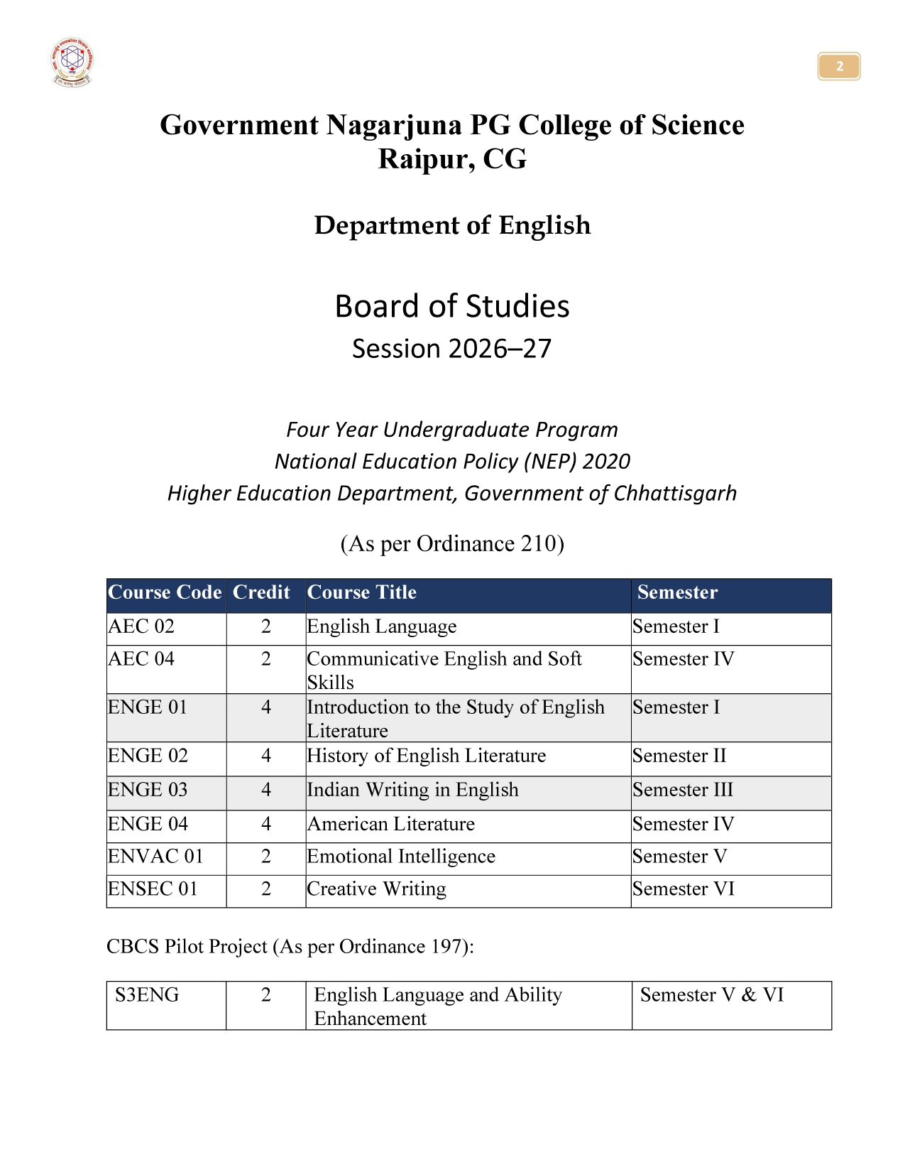 Curriculam 2026-27